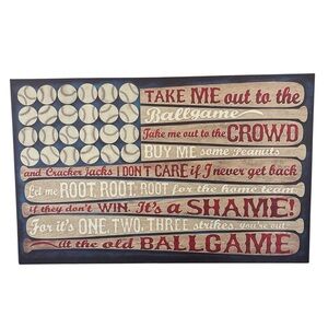 Baseball Themed Wall Art - Red, White, Blue